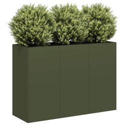 Jardini&egrave;re vert olive 120x40x80 cm acier lamin&eacute; &agrave; froid
