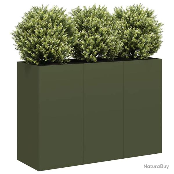 Jardini�re vert olive 120x40x80 cm acier lamin� � froid
