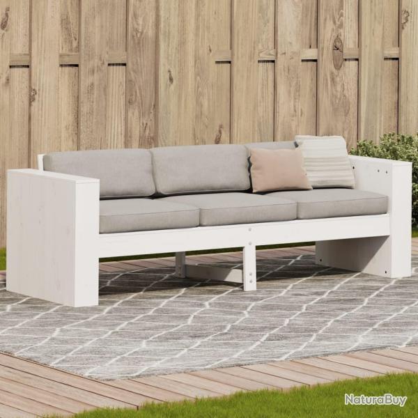 Canap� de jardin 3 places blanc 189x60x62 cm bois de pin massif
