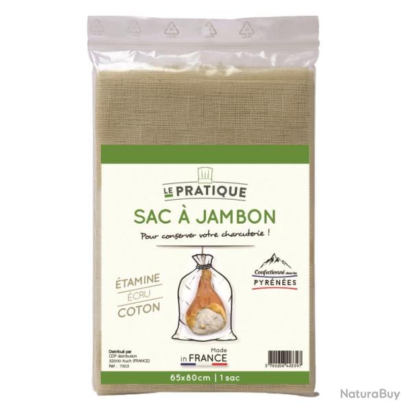 SAC A JAMBON COTON ECRU 65X80 CM - LE PRATIQUE