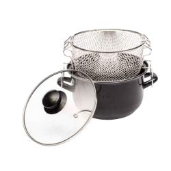 FRITEUSE TOUS FEUX NOIR PANIER ET COUVERCLE INCLUS - BAUMALU