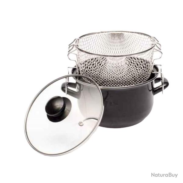 FRITEUSE TOUS FEUX NOIR PANIER ET COUVERCLE INCLUS - BAUMALU