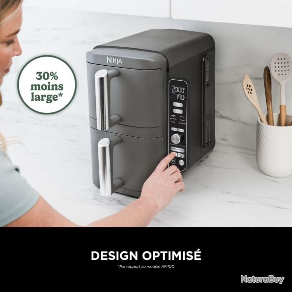 Double Stack XL Friteuse sans huile, friteuse verticale � 2 tiroirs, 4 niveaux cuisson,  9,5 L