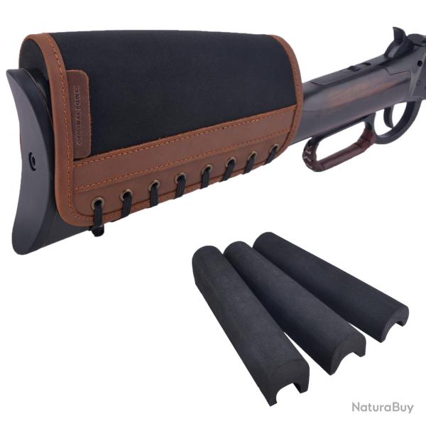 R�hausseur de crosse gaucher/droitier avec 3 inserts EVA - marron - LIVRAISON GRATUITE