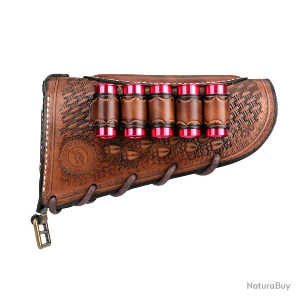 Repose joue en cuir avec cartouchi�re pour calibre 12 - LIVRAISON GRATUITE