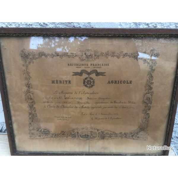 DIPLOME MERTE AGRICOLE 1924