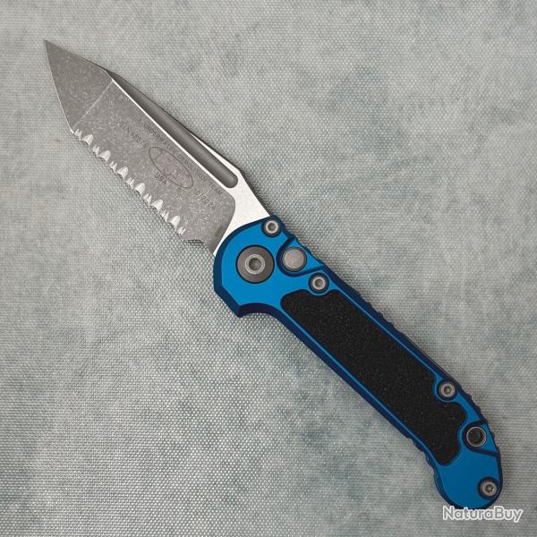 Couteau Automatique Microtech LUDT Lame Acier M390 Manche Alu Bleu Button Lock USA MCT113612APBL