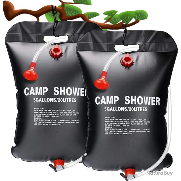 Sac de Douche Solaire,20l Solaire de Camping Sac de Douche Pliant Portatif Ext�rieur - Lot de 2