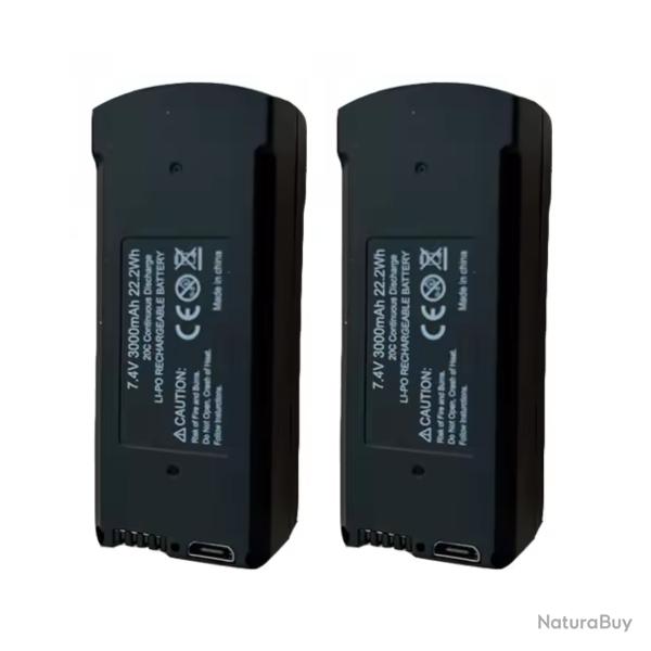 2x Batteries Drone GPS V168 Pro Max 7.4V 3000mAh - Pice de Rechange Originale RC Quadcopter