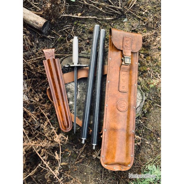 pieux de grande chasse d artisan / fibre de carbone / dague cruciforme / plus sac de transport