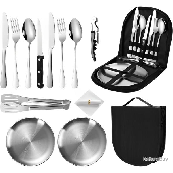 2 Personnes Vaisselle Camping - 12 Pcs Set de Couverts de Camping pour la Randonn�e