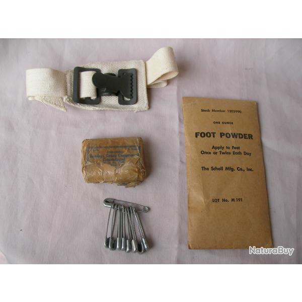 WW2 US LOT DE 4 �L�MENTS M�DICALES/HYGI�NES MILITAIRES AM�RICAINS 39-45 GARROT EPINGLE BANDE ..LOT 2