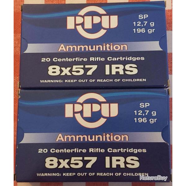 40 Cartouches PARTIZAN 8X57 JRS 196 GRAINS SP