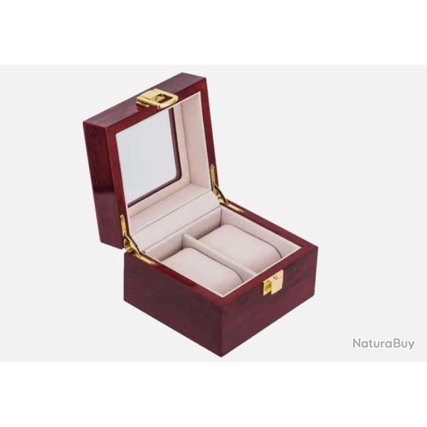 Bote  montres en bois coffret luxe 2 emplacements organisateur rangement
