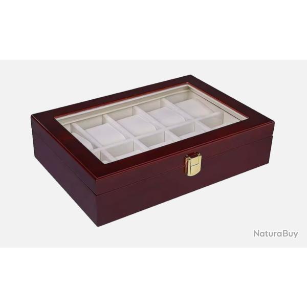 Bote  montres en bois coffret luxe 10 emplacements organisateur rangement