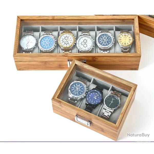 Coffret 6 montres Bote  montres en bois bambou coffret rangement vitrine
