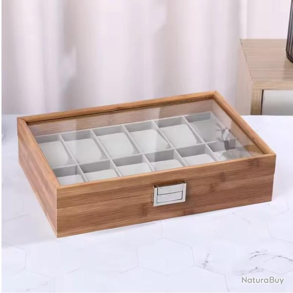 Coffret 12 montres Bote  montres en bois bambou coffret rangement vitrine