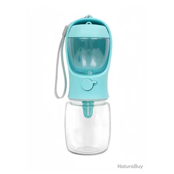 Bouteille d'eau & Nourriture Portable pour Chien Animaux 500ml Bleu Idale en Voyage