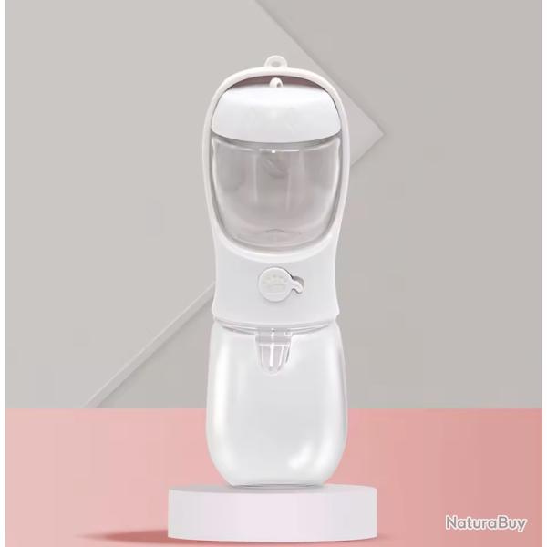 Bouteille d'eau & Nourriture Portable pour Chien Animaux 500ml Blanc Idale en Voyage