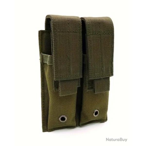Porte chargeur double tactique - Kaki - Velcro - Pour arme de poing