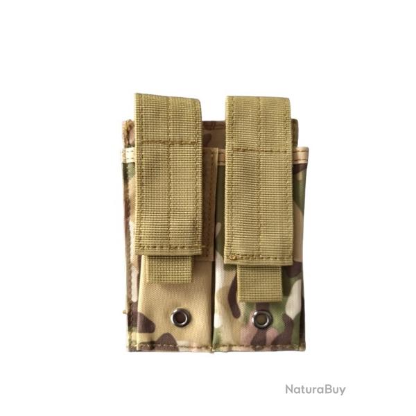Porte chargeur double tactique - Treillis - Velcro - Pour arme de poing