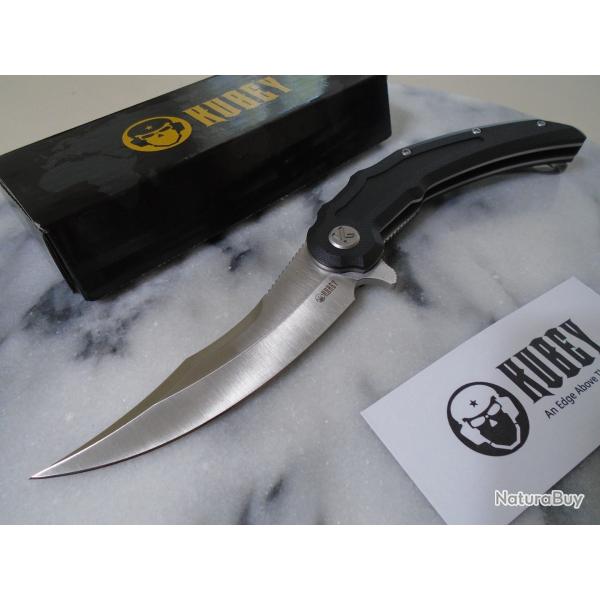 Couteau Kubey Wave Crest Pikal Black Lame Acier 14C28N Manche G10 Linerlock KIVT Clip KUB346A