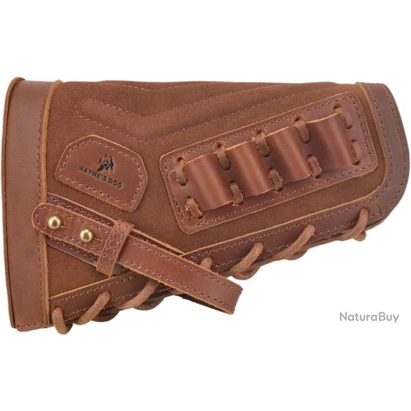 Busc de crosse cartouchi�re .308 30.06 pour droitier - cuir v�ritable - marron - LIVRAISON GRATUITE