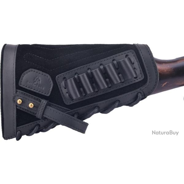 Busc de crosse avec cartouchire .357 30-30 - droitier - cuir vritable - noir - LIVRAISON GRATUITE