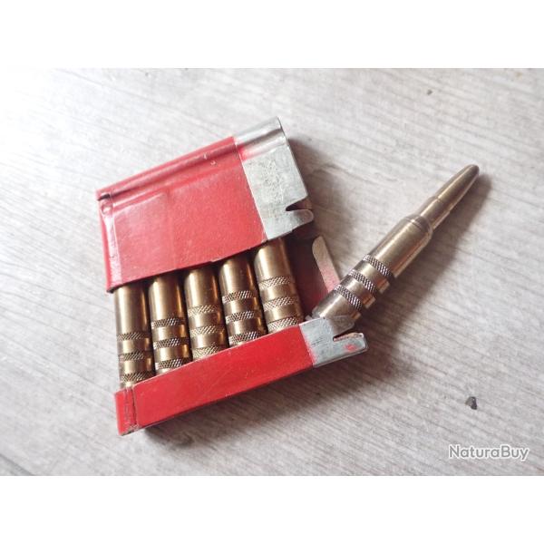 Lame chargeur de manipulation + 6 cartouches en laiton pour fusil 1889, 96/11: ogive arrondie. GP90