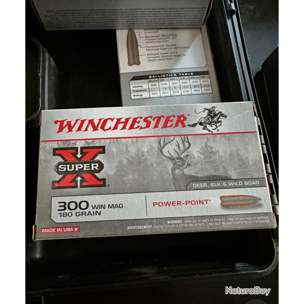 65 Balles winchester X SUPER 300 Win mag 180 grain lot de 3 boites + 5 balles