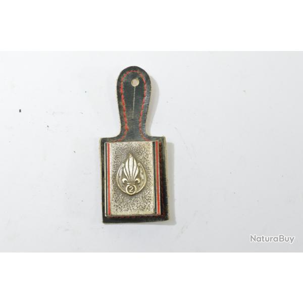 Insigne 2e REI Rgiment Etranger d'Ifnaterie. DRAGO embouti dos guilloch, argent. Legion Etrangre