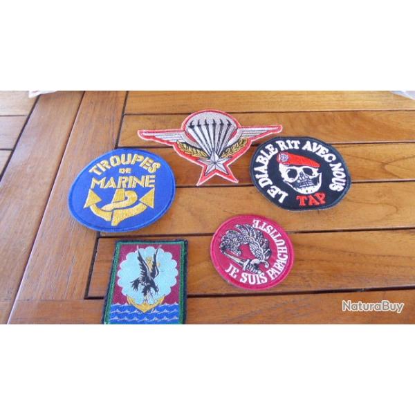 C/ 5 ECUSSONS TAP PARACHUTISTE COLONIAUX LE DIABLE RIT AVEC NOUS +TDM+ 11 BP