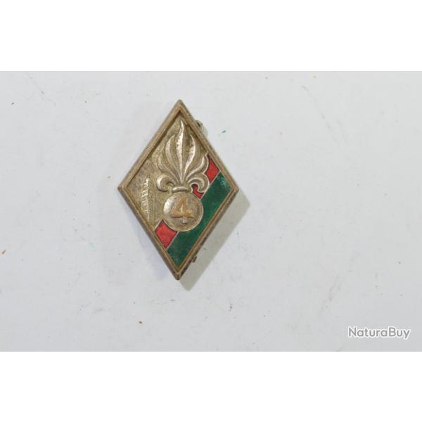 Insigne 4e REI R�giment Etranger d'Infanterie. DRAGO dos guilloch�, 4 relief, �mail
