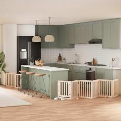 Barri&egrave;re pour chien porte pliable 12 panneaux bois de peuplier