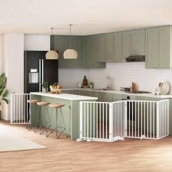 Barri&egrave;re pour chien porte pliable 6panneaux blanc bois peuplier