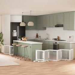 Barri&egrave;re pour chien porte pliable 15 panneaux bois de peuplier