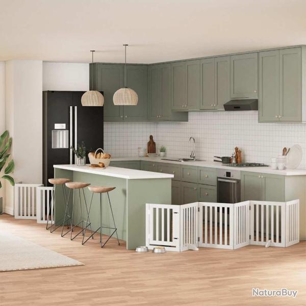 Barri�re pour chien porte pliable 15 panneaux bois de peuplier