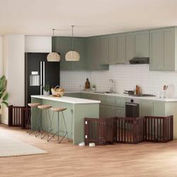 Barri&egrave;re pour chien porte pliable 15 panneaux bois de peuplier