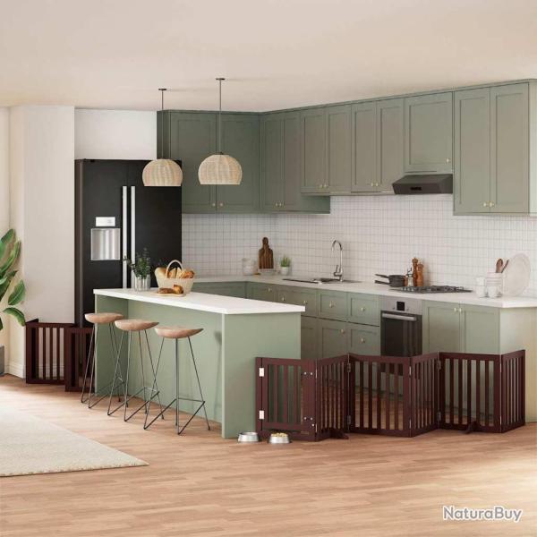 Barri�re pour chien porte pliable 15 panneaux bois de peuplier