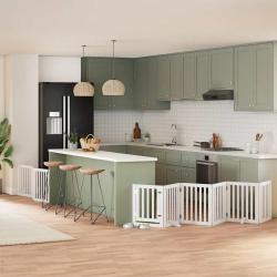 Barri&egrave;re pour chien porte pliable 9panneaux blanc bois peuplier