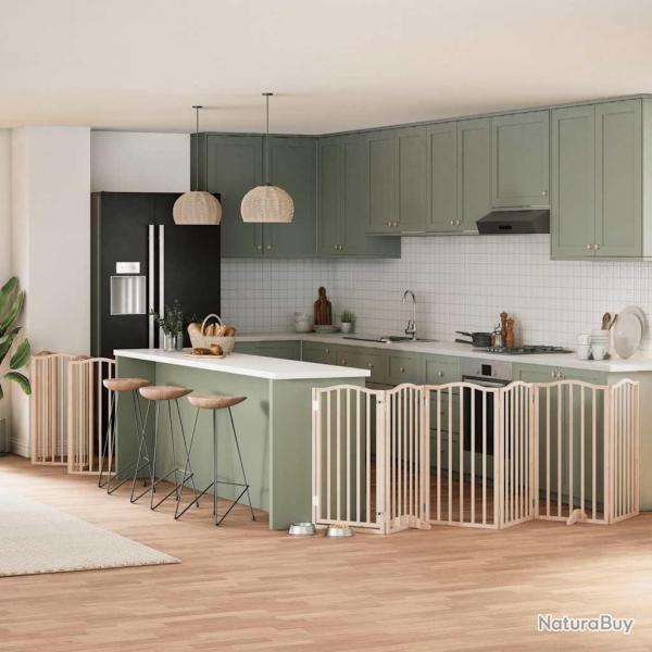 Barri�re pour chien porte pliable 12 panneaux bois de peuplier