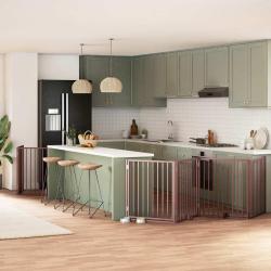 Barri&egrave;re pour chien porte pliable 12 panneaux bois de peuplier