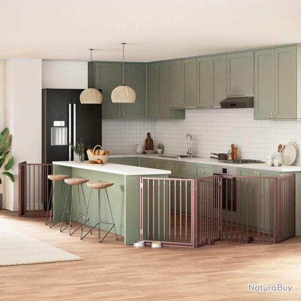 Barri�re pour chien porte pliable 12 panneaux bois de peuplier