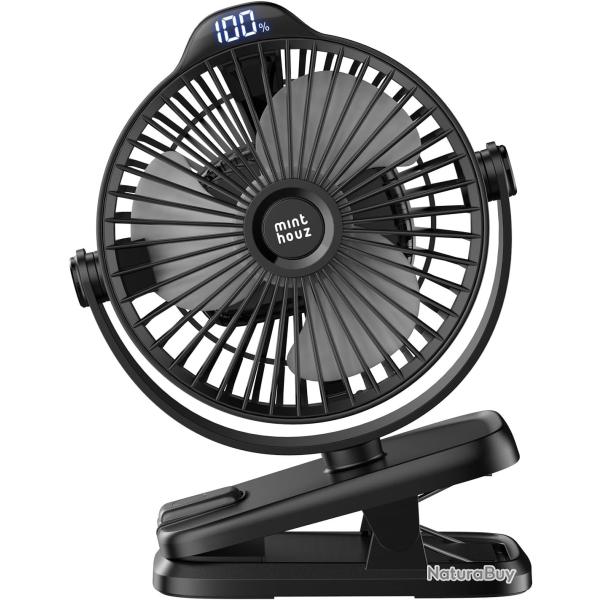 Ventilateur Portable USB, Ventilateur Bureau Silencieux avec Clip, Batterie 8000mAh Rechargeable