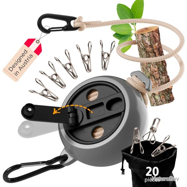 Corde � Linge R�tractable robuste de 10m pour le camping
