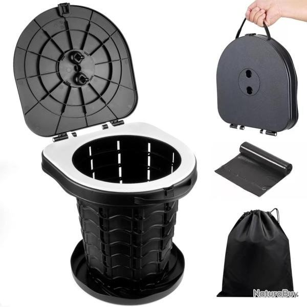 Toilette Portable, 220kg Toilette Seche Camping, WC Portable Pliable avec 10 Sac Toilette