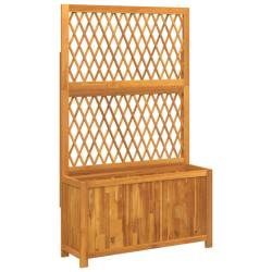 Jardini&egrave;re bac lit sur&eacute;lev&eacute; plantes fleurs terrasse jardin avec treillis 100 x 32 x 165 cm bois mas