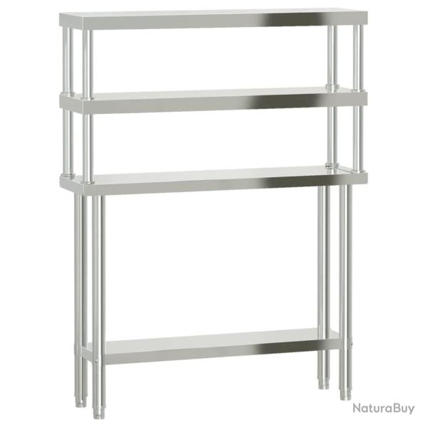 Table de travail de cuisine professionnelle avec �tag�re 110 x 30 x 150 cm acier inoxydable 02_0045