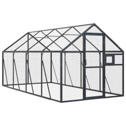 Voli&egrave;re cage &agrave; oiseaux 1,79 x 4 x 1,85 m aluminium anthracite 02_0045634