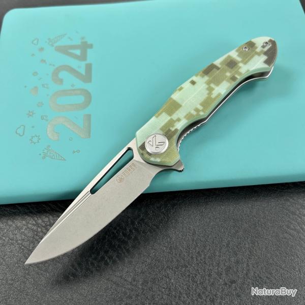 Couteau Kubey Dugu Lame Acier 14C28N Manche G10 Camo KIVT LinerLock KUB210H